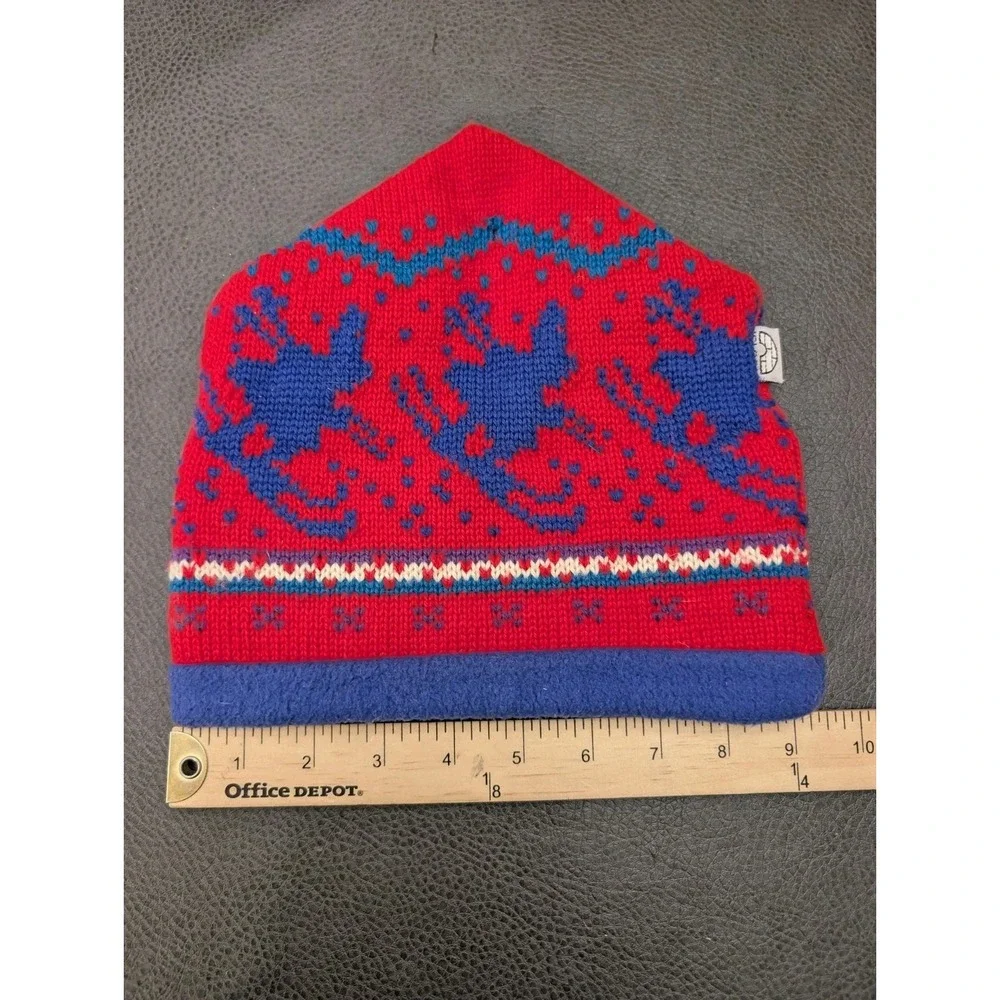 90s Vintage Igloos 100% Wool Knit Ski Beanie Hat Toboggan Snowboarding Red